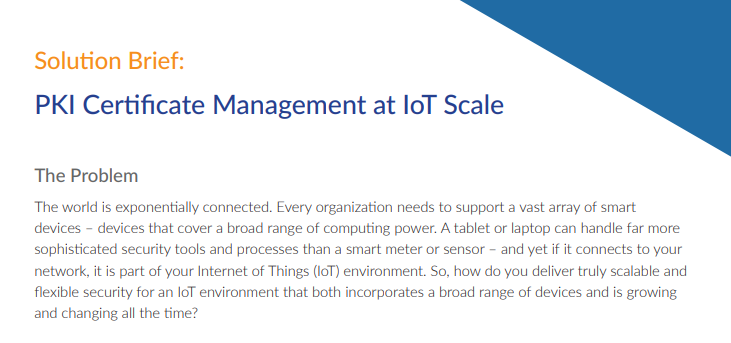 PKI Certificate Management at IoT Scale